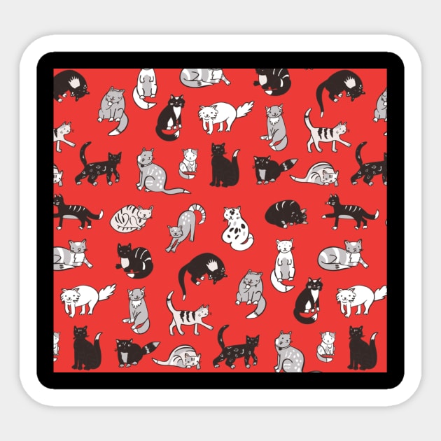 Pattern cute cats lovers Sticker by Flipodesigner